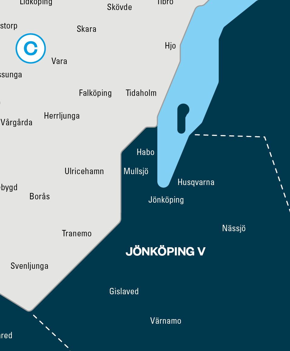 Zonkarta med gräns till Jönköpings län