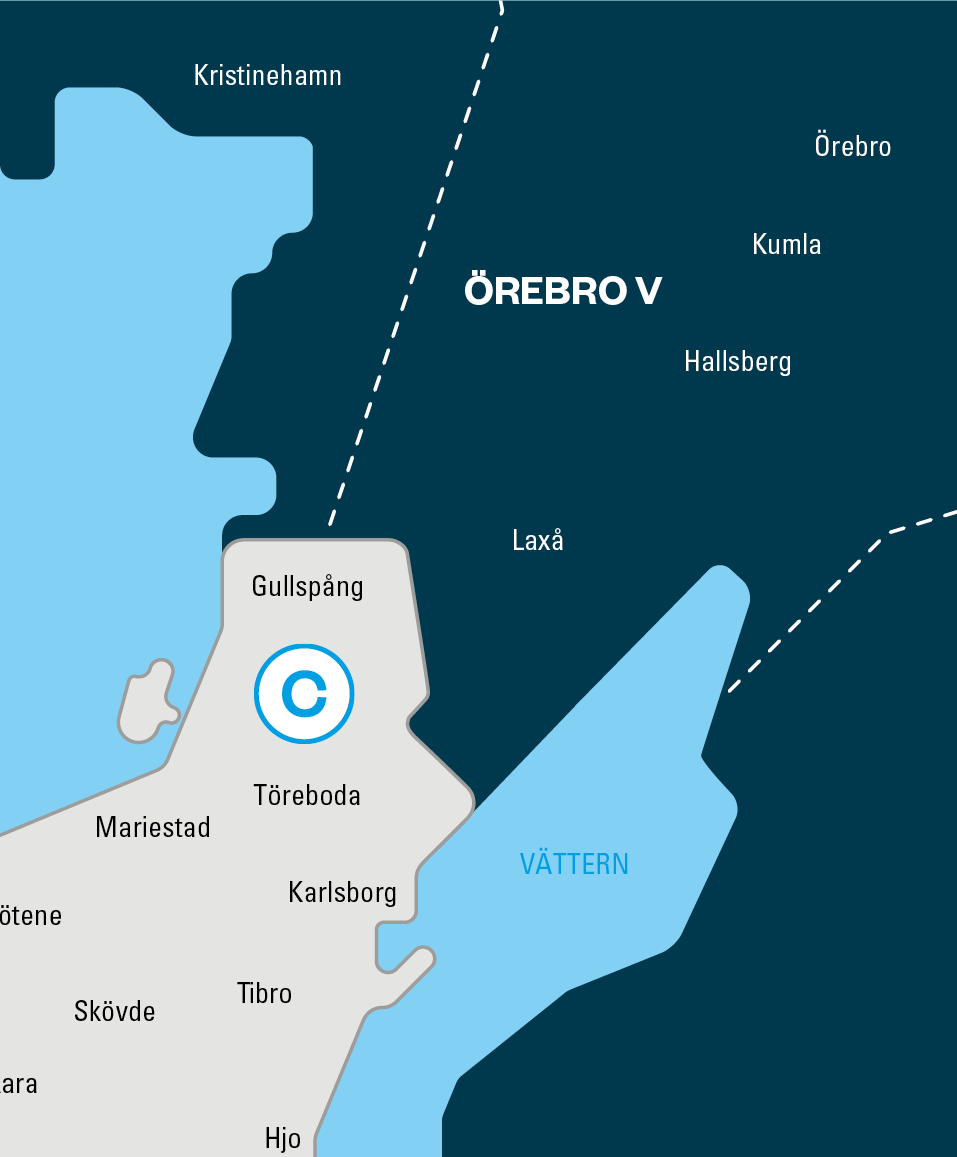 Zonkarta med gräns till Örebro län
