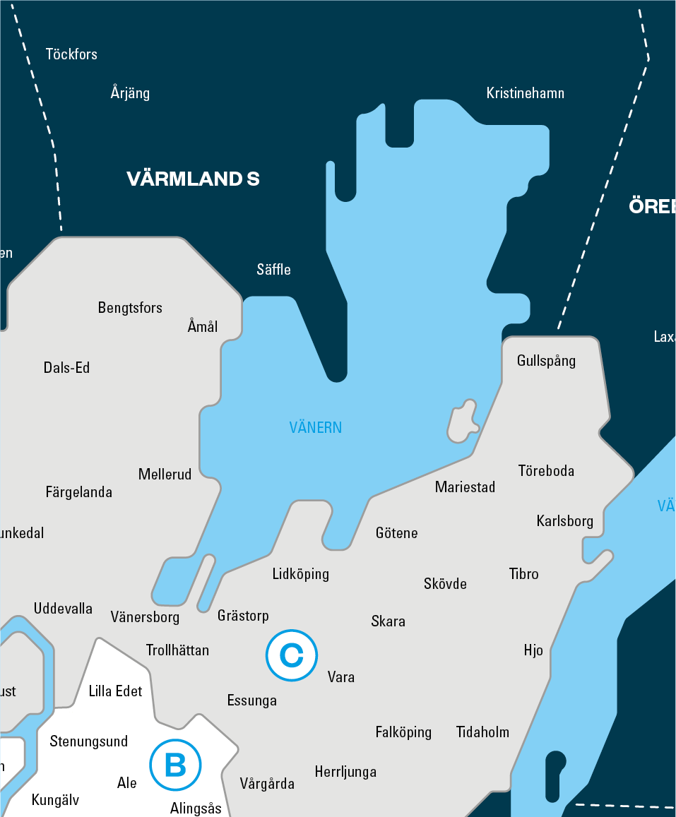 Zonkarta med gräns till Värmlands län