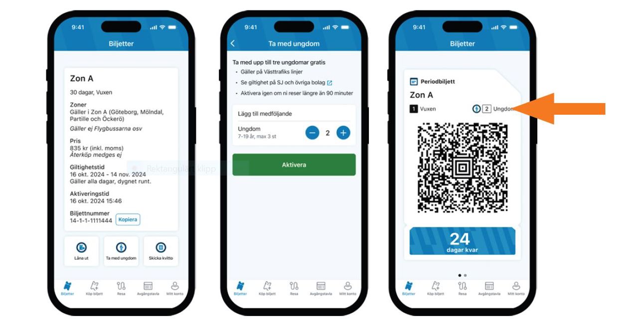 Medföljande i appen Västtrafik To Go