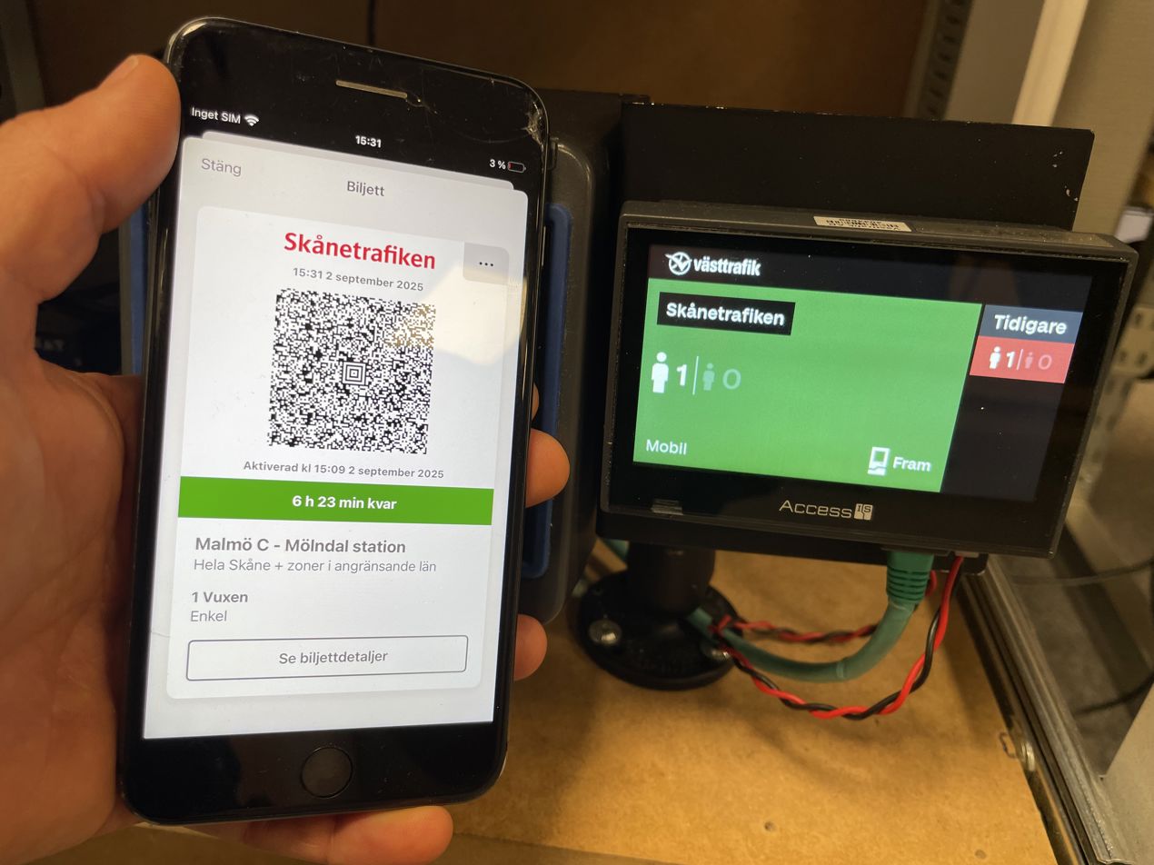 Skånetrafikens biljett valideras